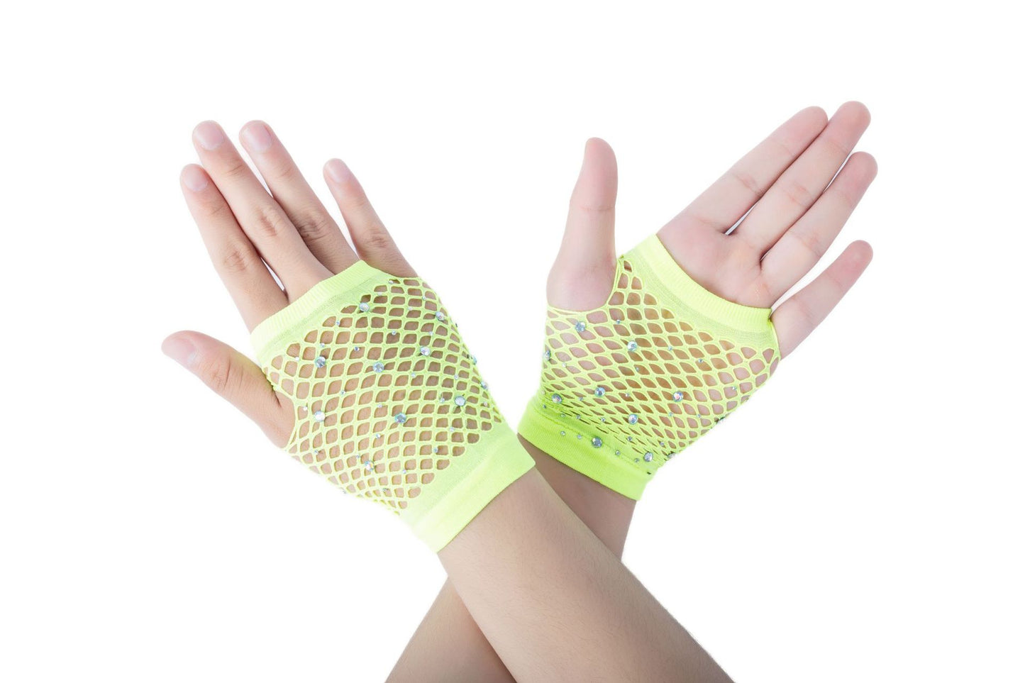 European and American Fashion Flash Diamond Short Sex Fishing Net Gloves Party Punk Decorative Half-finger Gloves Wholesale