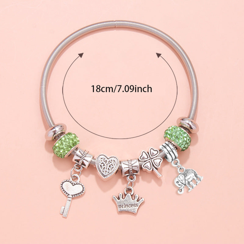 Explosive DIY Pink Love Pendant Bracelet Light Luxury Point Diamond Jewelry Temperament Versatile Bracelet Wholesale