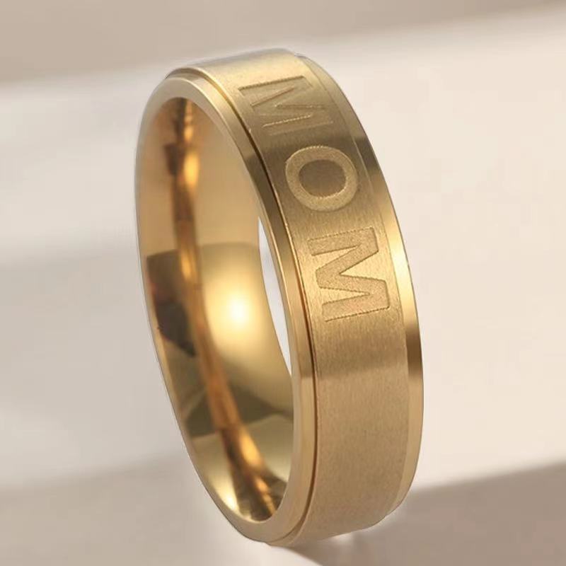 Stainless Steel Ring MOM European and American Holiday Gifts Couple Titanium Steel Ring Does Not Fade Ins Style Jewelry Jewelry Wholesale