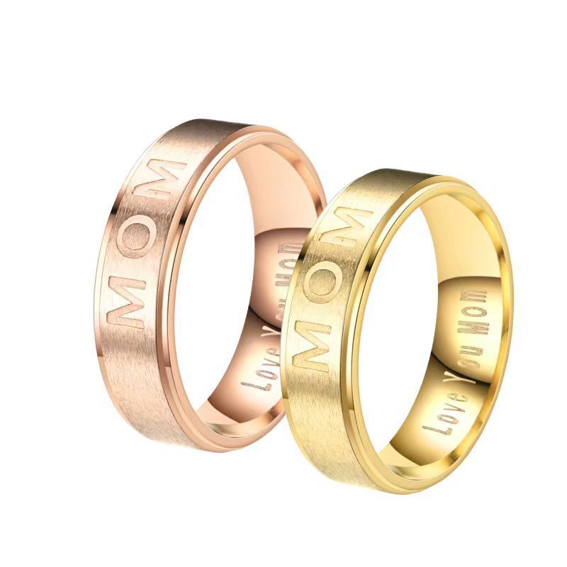 Stainless Steel Ring MOM European and American Holiday Gifts Couple Titanium Steel Ring Does Not Fade Ins Style Jewelry Jewelry Wholesale