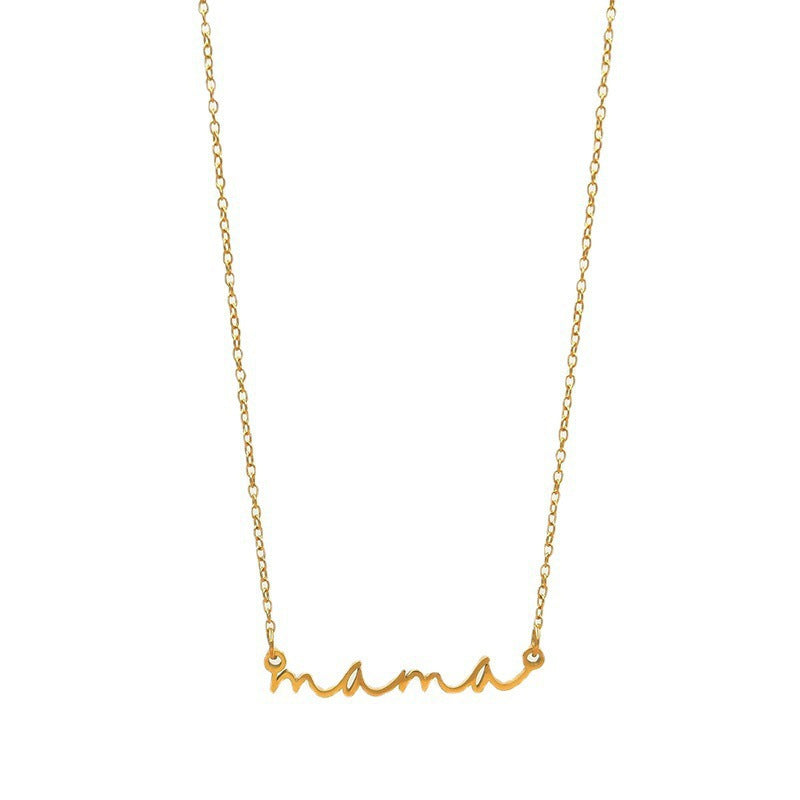Mama Pendant Collarbone Chain, Stainless Steel Fashion European and American Style Necklace Jewelry Mother's Day Gift