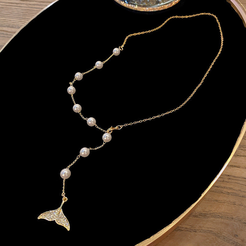 South Korea's New Niche Pearl Necklace Women's Versatile Splicing Love Collarbone Chain Light Luxury Temperament Beaded Necklace