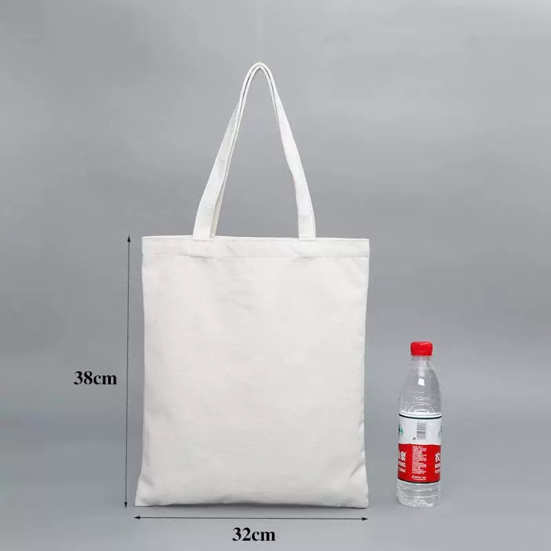 Blank Canvas Bag with Logo One Shoulder Portable Cotton Bag Student Shopping Hand-painted Zipper Canvas Bag Customization