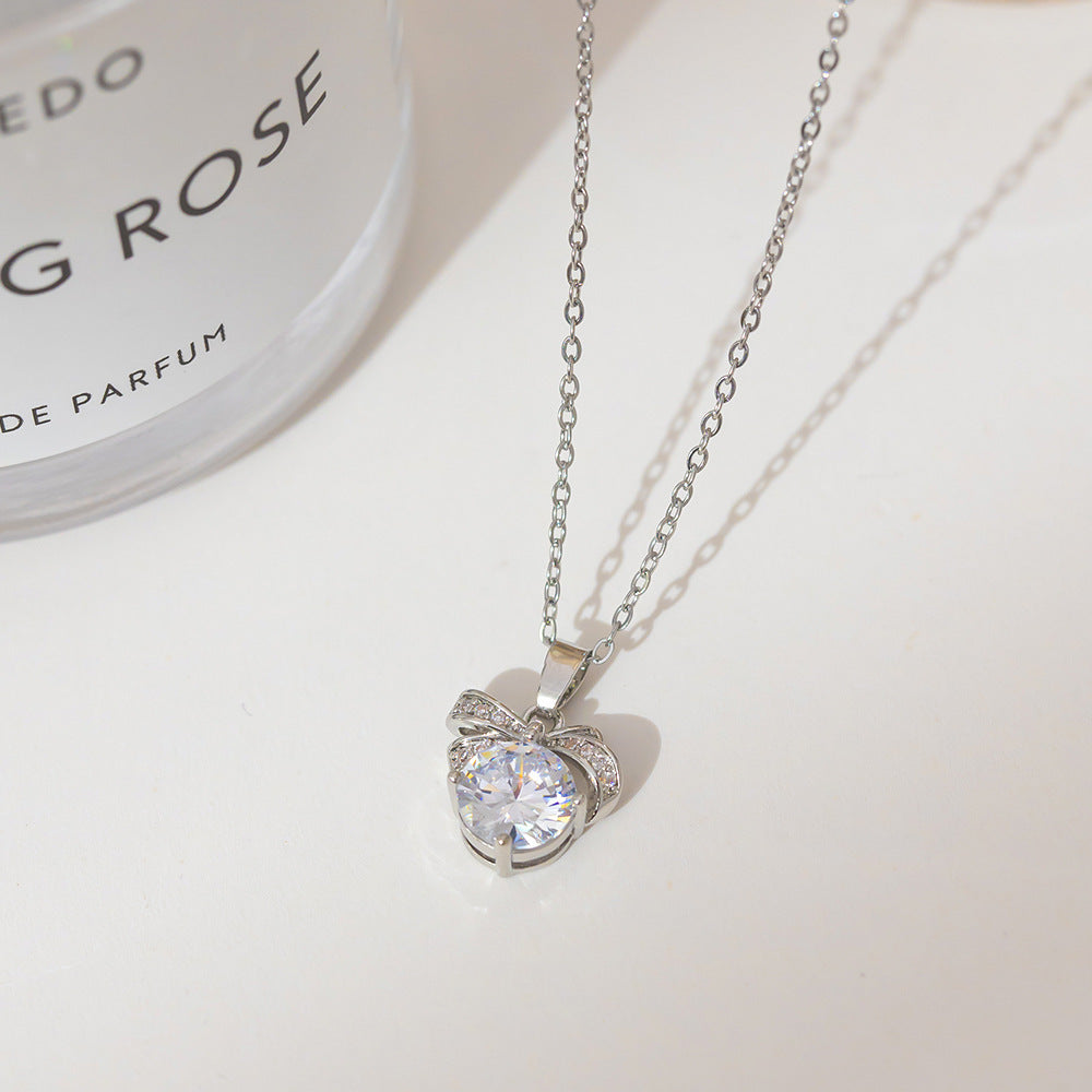 Summer Silver Titanium Steel Non-fading Necklace Women's Fashion Light Luxury Pendant Girls Necklace