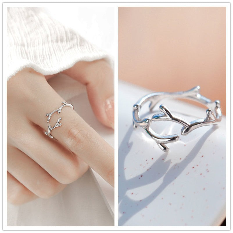 Korean Version 925 Sterling Silver Plain Ring, Women's Non-fading Ins Style Light Luxury High-end Sense Versatile Opening Adjustment Index Finger Ring