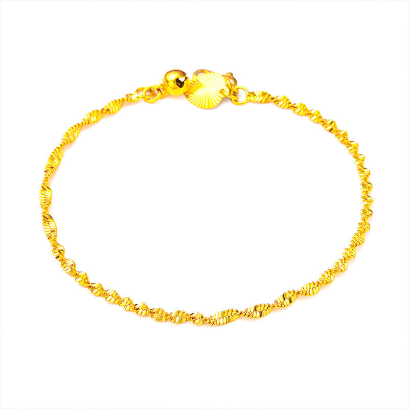 Caterpillar Ladies Water Ripple O Bead Chain Women's Sand Gold Bracelet Bracelet