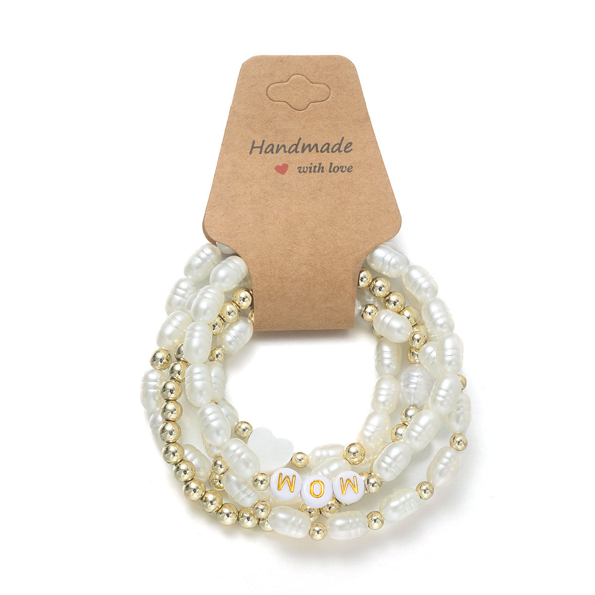 Fashion Mother's Day Hearts CCB Pearl Beaded Waterproof Wax Thread Braided Stretch Women's Bracelet