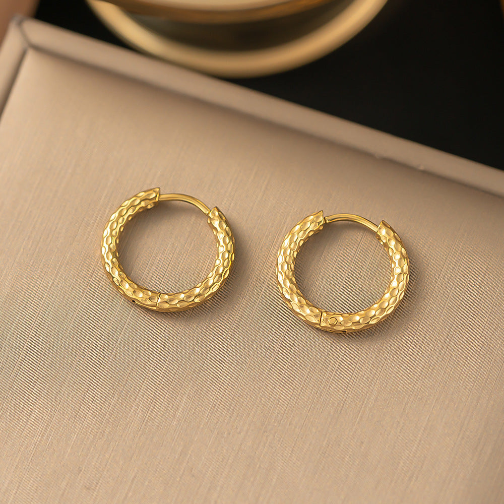 Simple 18k Gold-plated Stainless Steel Circle Earrings Simple Gold-plated Men's and Women's Models