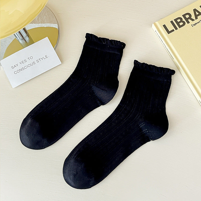 Lace Socks Children's Summer Thin Mesh Hollow Breathable Medium Tube Socks Simple Versatile Women's Socks