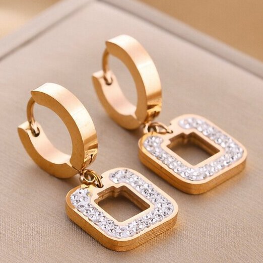 Fashion Titanium Steel Does Not Fade Short Ear Buckle Simple Geometric Rose Gold Earrings Stud Earrings