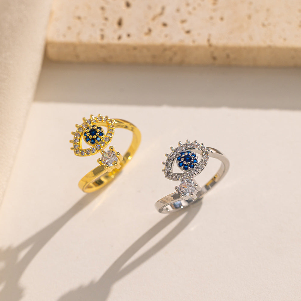 Devil's Eye Ring Niche Premium Light Luxury Zircon Ring Personality Simple Premium Ring