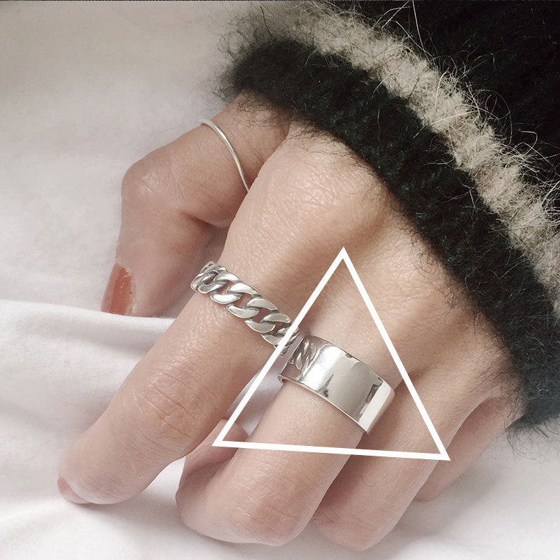 925 Sterling Silver Ring Retro Thai Silver Love English Letter Hollow Index Finger Ring Niche Design Cold Wind Light Luxury