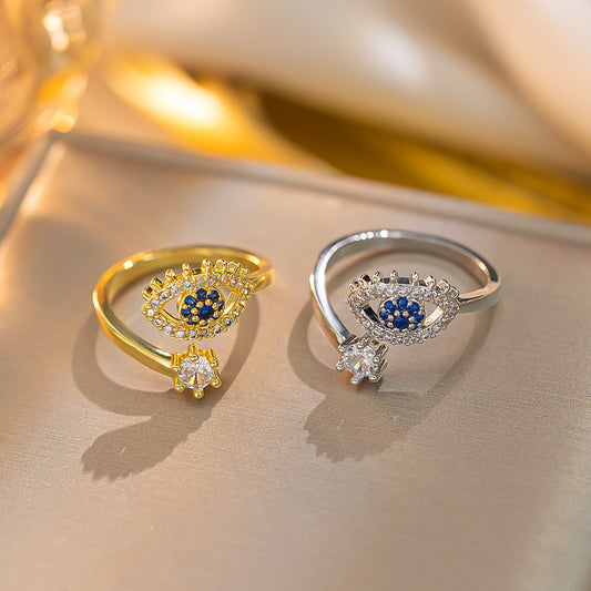 Devil's Eye Ring Niche Premium Light Luxury Zircon Ring Personality Simple Premium Ring