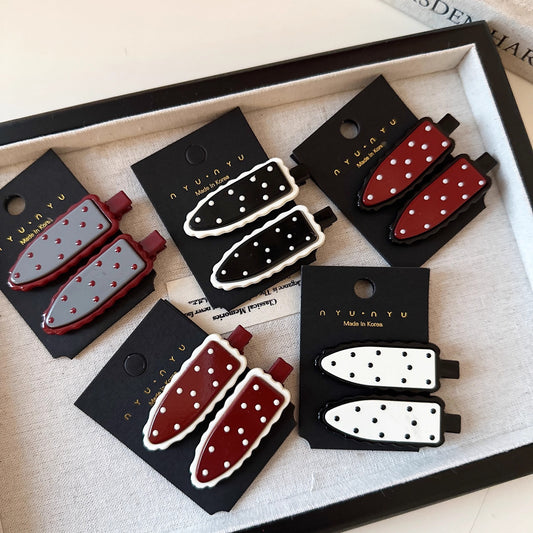 New Retro Polka Dot Double-layer Seamless Clip Bangs Clip Girl Simple Hairpin Side Versatile Temperament Hairpin Hair Accessories
