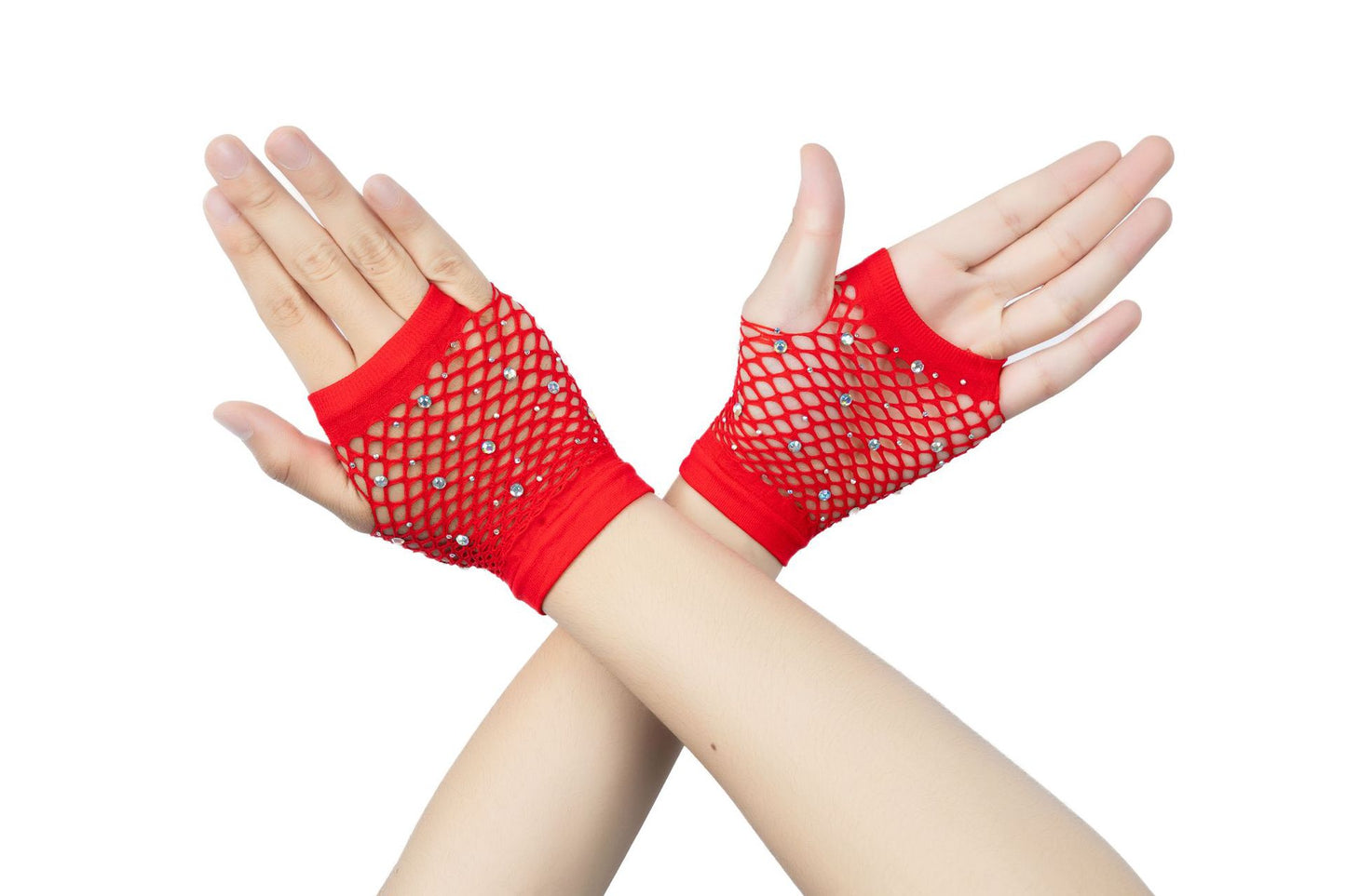 European and American Fashion Flash Diamond Short Sex Fishing Net Gloves Party Punk Decorative Half-finger Gloves Wholesale