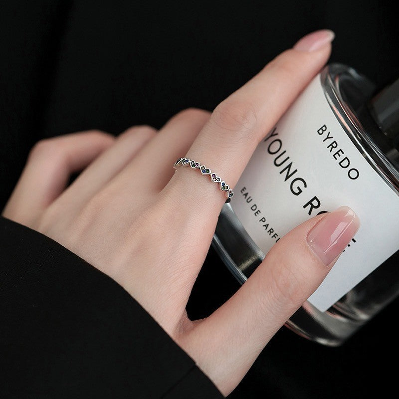 Korean Version 925 Sterling Silver Plain Ring, Women's Non-fading Ins Style Light Luxury High-end Sense Versatile Opening Adjustment Index Finger Ring