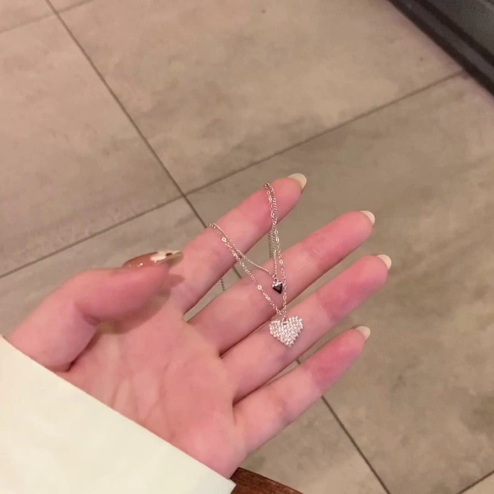 925 Silver Love Necklace Women's Summer High Sense Design Sense Niche Light Luxury Collarbone Chain Neck Chain