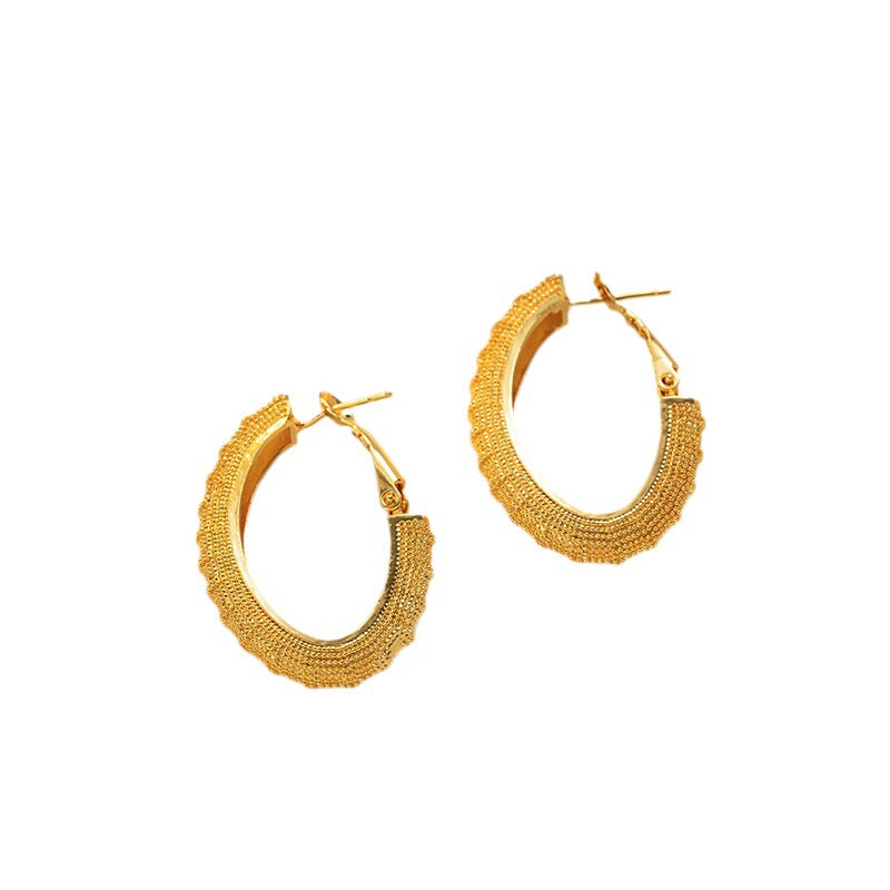 Hot-selling new product niche design copper-plated 18K gold hollow geometric earrings fashionable retro earrings women - NiceOceanJewelry