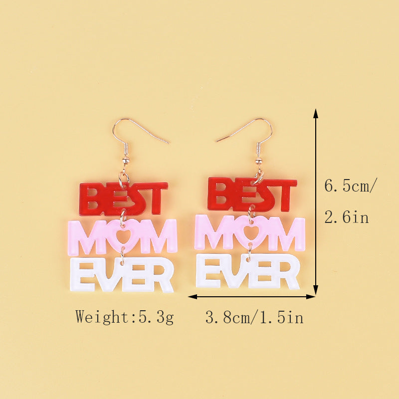 New Mother's Day Earrings Mom Pink Red Love Peach Heart Love Earrings Birthday Gift Party