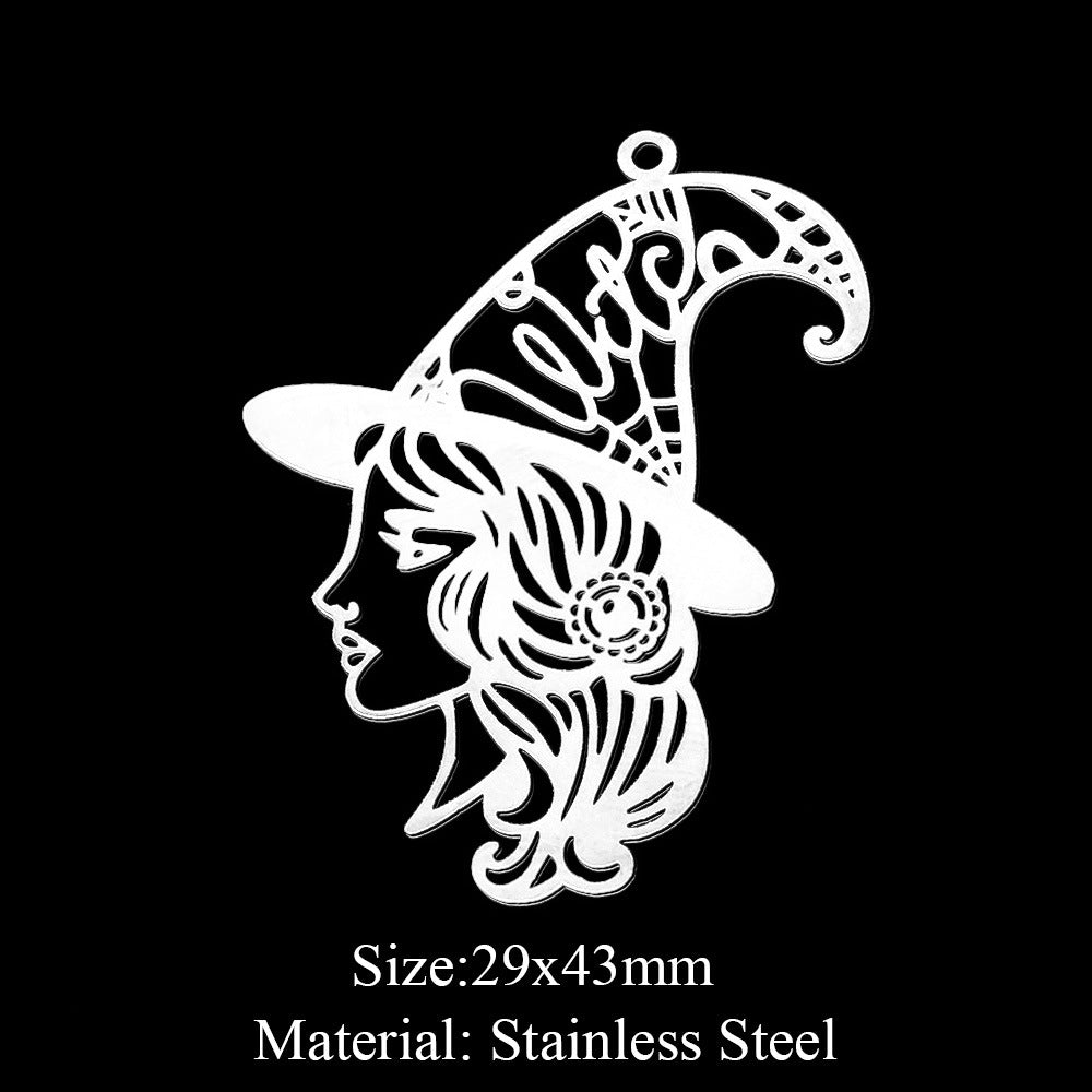 5 Pcs/bag Eye Fairy Face Pendant Geometric DIY Stainless Steel Jewelry Accessories Necklace Pendant