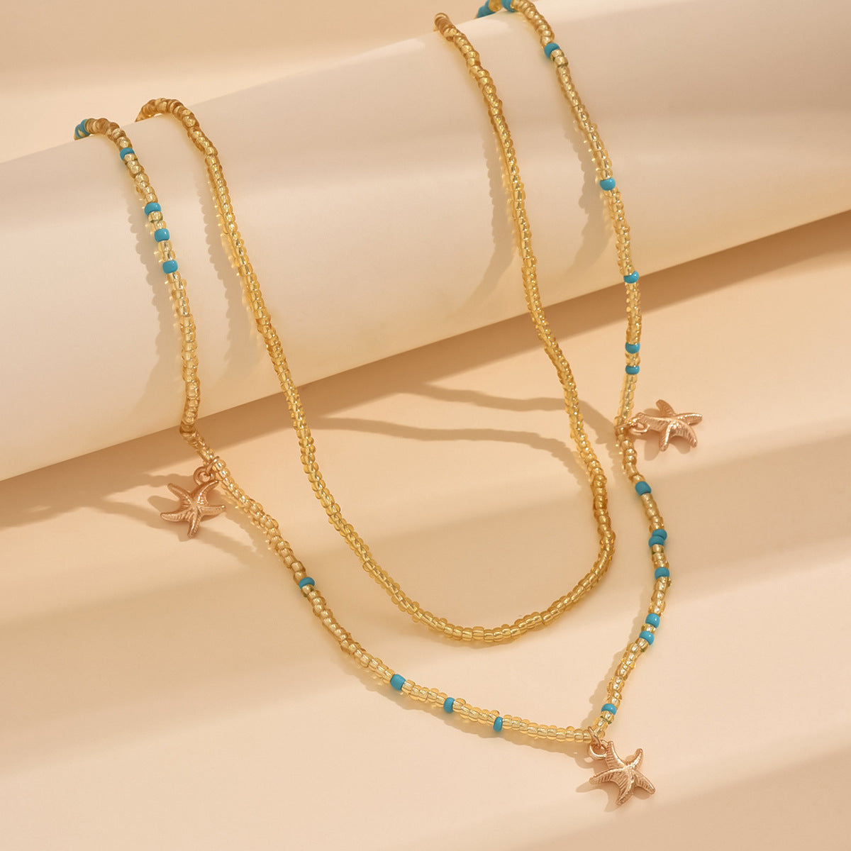 European and American Jewelry Summer Versatile Starfish Rice Bead Anklet Creative Bracelet Multi-purpose Beach Trend Two-piece Set