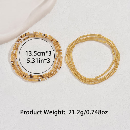 European and American Jewelry Summer Versatile Gold Rice Bead Anklet Creative Bracelet Multi-purpose Beach Trend Two-piece Set