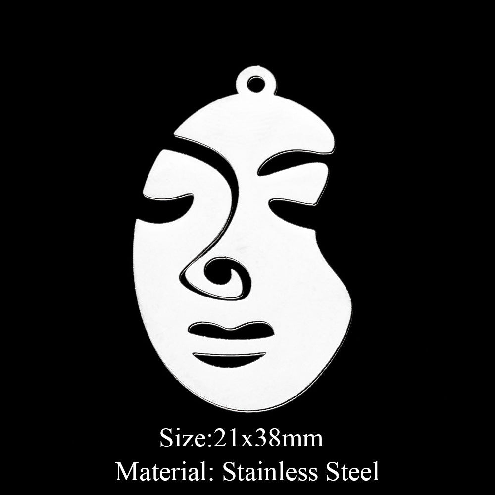 5 Pcs/bag Eye Fairy Face Pendant Geometric DIY Stainless Steel Jewelry Accessories Necklace Pendant