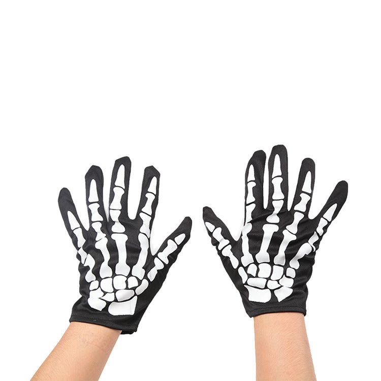 European and American Punk Skeleton Claws Joints Bone Festival Men and Women Halloween Carnival Supplies Show Short Ghost Gloves