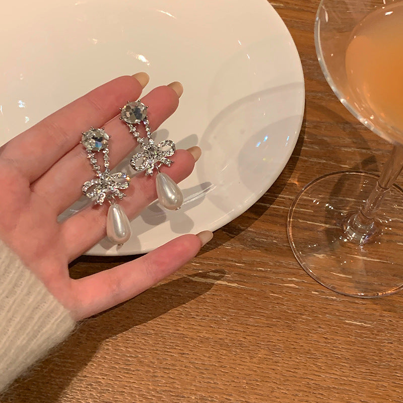 925 Silver Needle Pearl Zircon Earrings Women's High-end Sense Niche Temperament Cold Wind Mori Earrings Ear Jewelry Wholesale