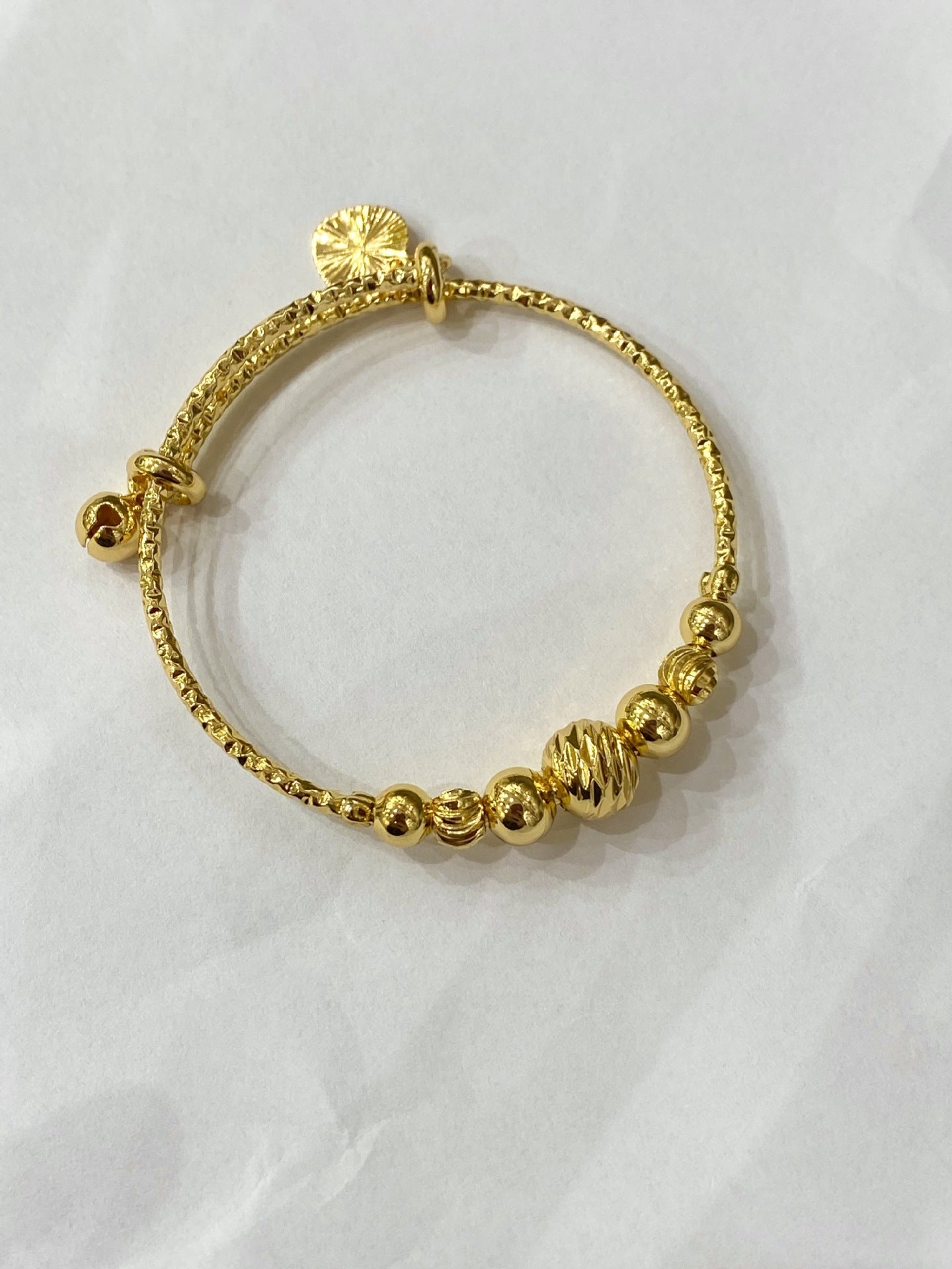 Children's Jewelry Gold Push-Pull Beaded Bracelet