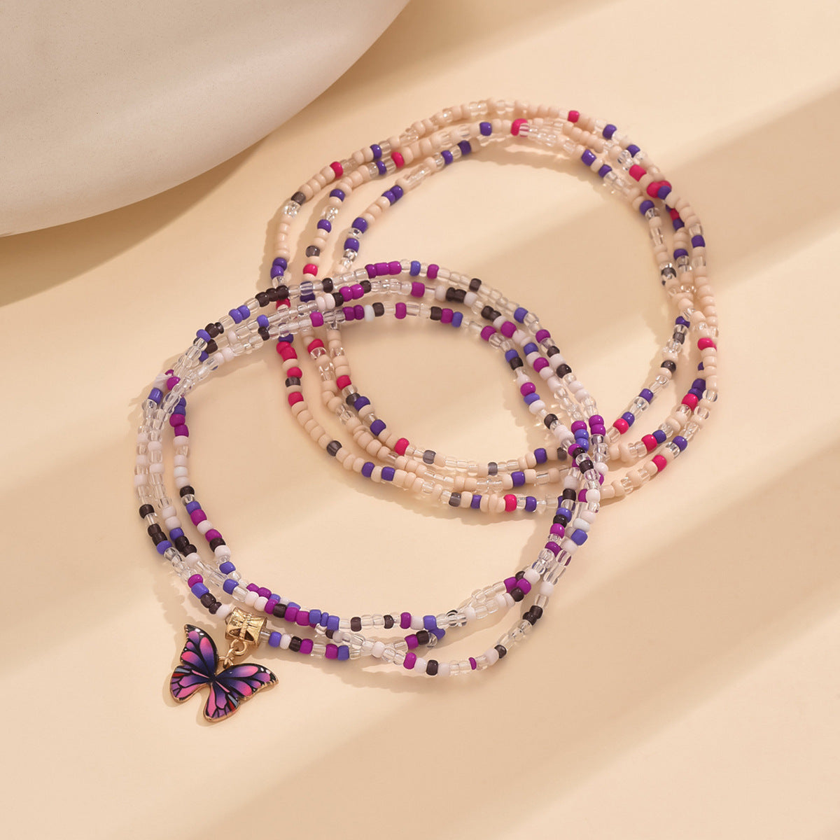 European and American Jewelry Summer Versatile Butterfly Rice Bead Anklet Creative Multi-purpose Beach Trend Foot Decoration Two-piece Set