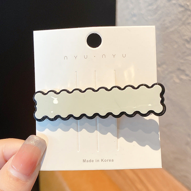 Black and White Checkerboard Hairpin Seamless Hairpin Broken Hair Bangs Side Clip Female Korean Duck Bill Clip One-word Clip