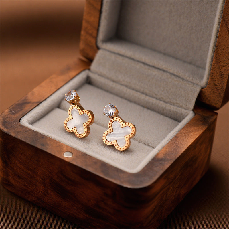 Fashion Titanium Steel Does Not Fade Short Ear Buckle Simple Geometric Rose Gold Earrings Stud Earrings