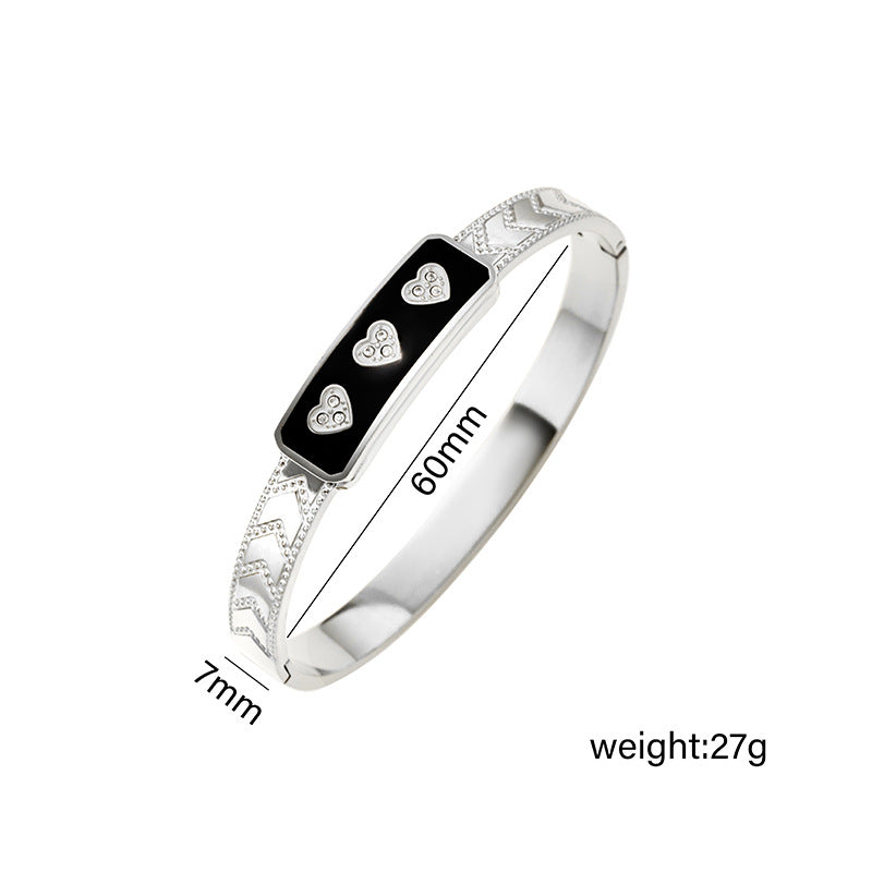 Europe and The United States Popular Titanium Steel Bracelet Love Drop Oil Diamond Versatile Stainless Steel Bracelet Does Not Fade Jewelry Manufacturers Wholesale