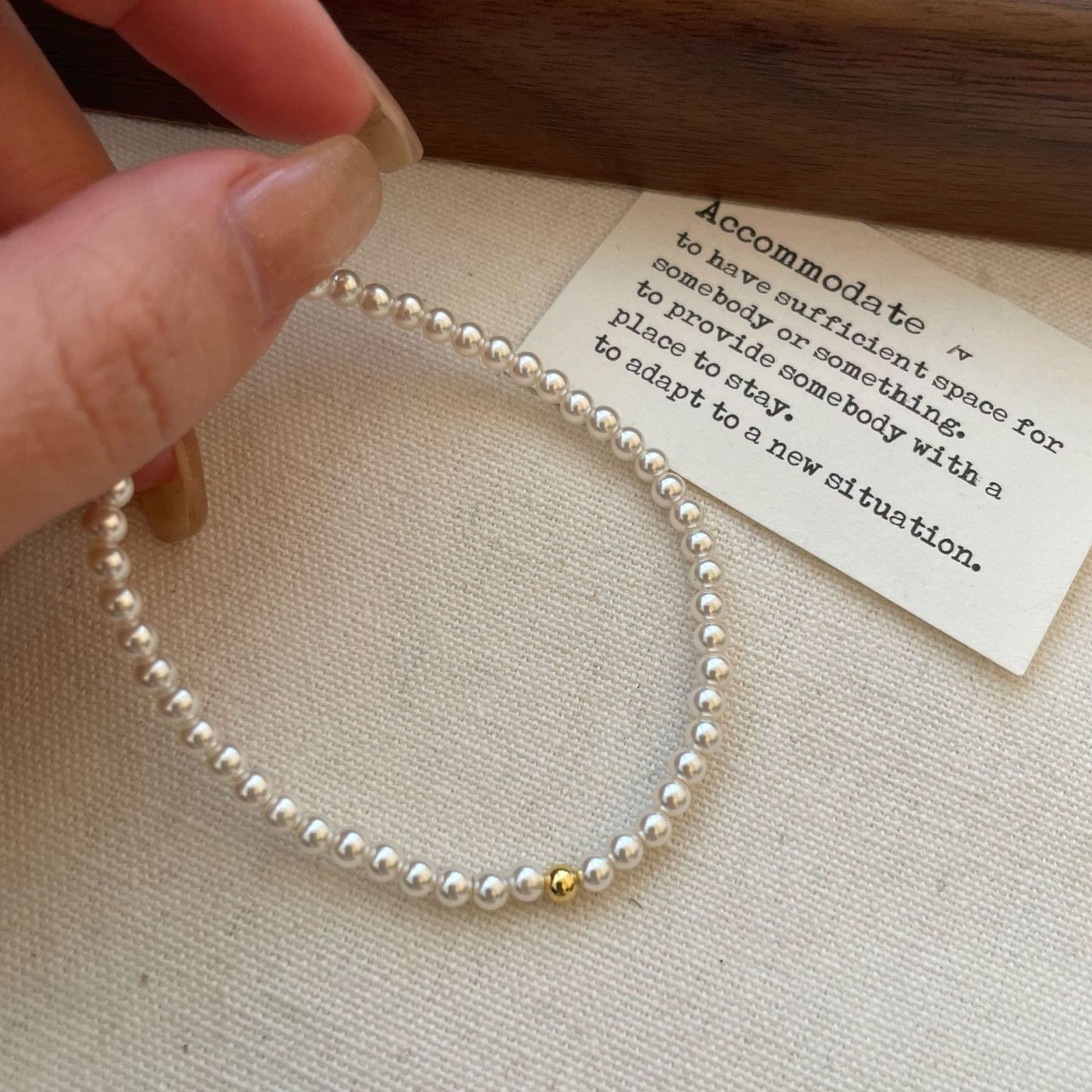 S925 Sterling Silver Simple Bead Pearl Elastic Bracelet Female Niche Versatile High-end Blogger Same Style
