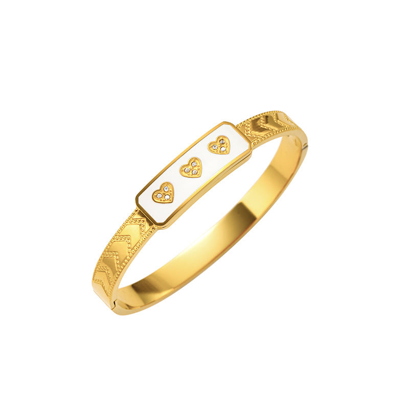 Europe and The United States Popular Titanium Steel Bracelet Love Drop Oil Diamond Versatile Stainless Steel Bracelet Does Not Fade Jewelry Manufacturers Wholesale