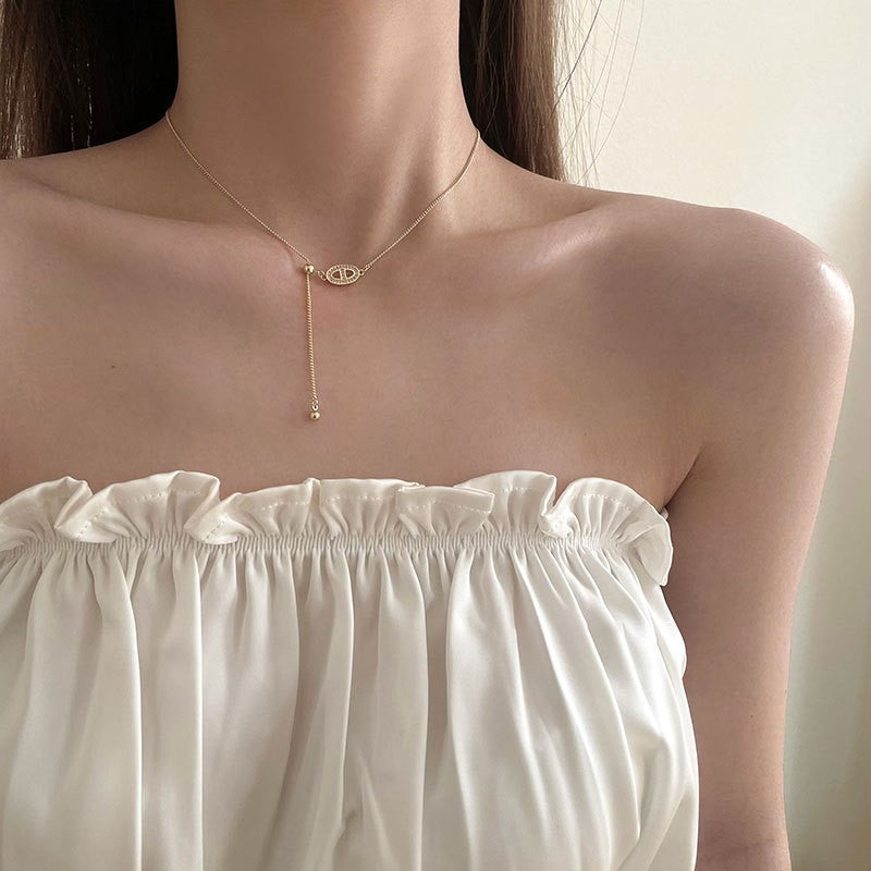 925 Silver Love Necklace Women's Summer High Sense Design Sense Niche Light Luxury Collarbone Chain Neck Chain