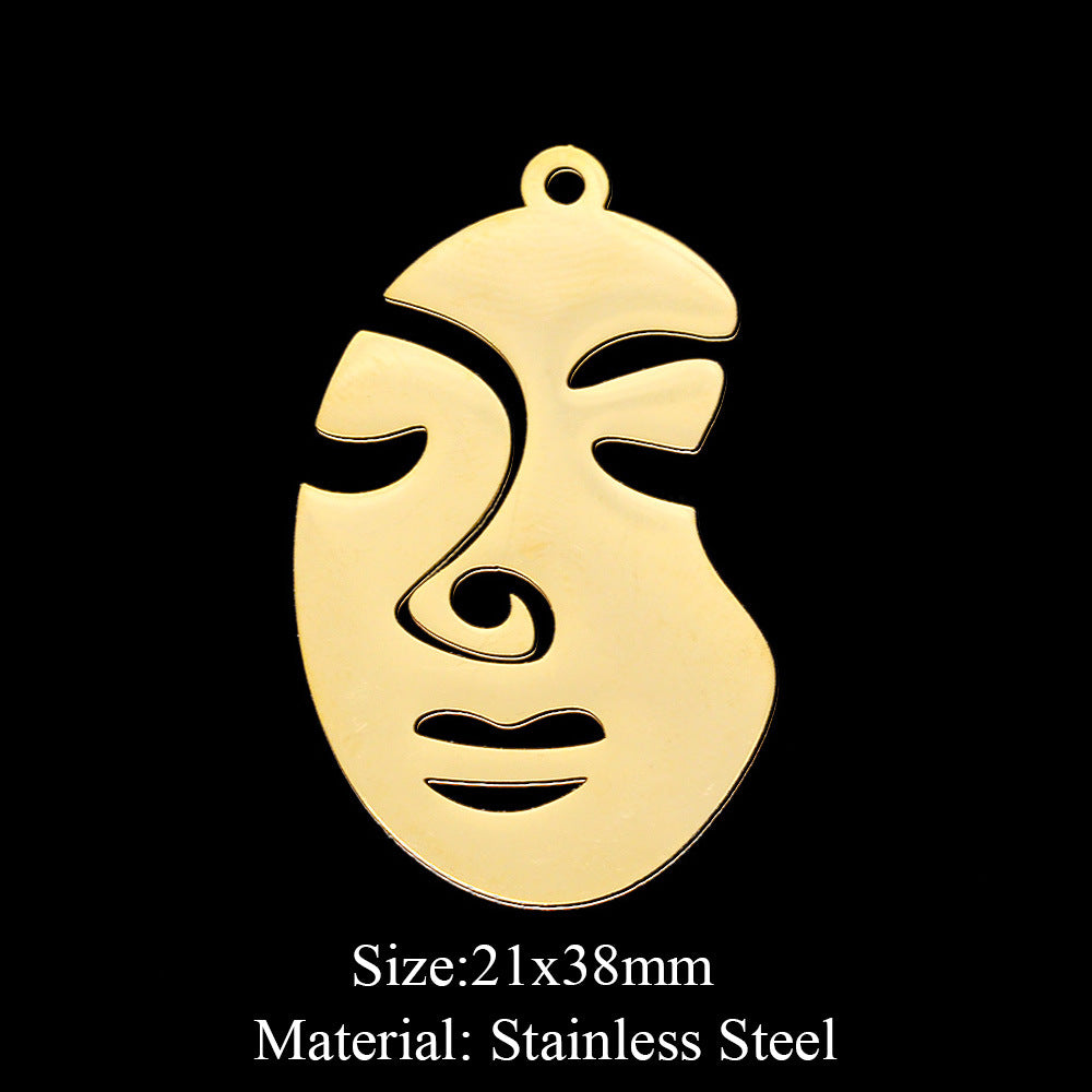 5 Pcs/bag Eye Fairy Face Pendant Geometric DIY Stainless Steel Jewelry Accessories Necklace Pendant