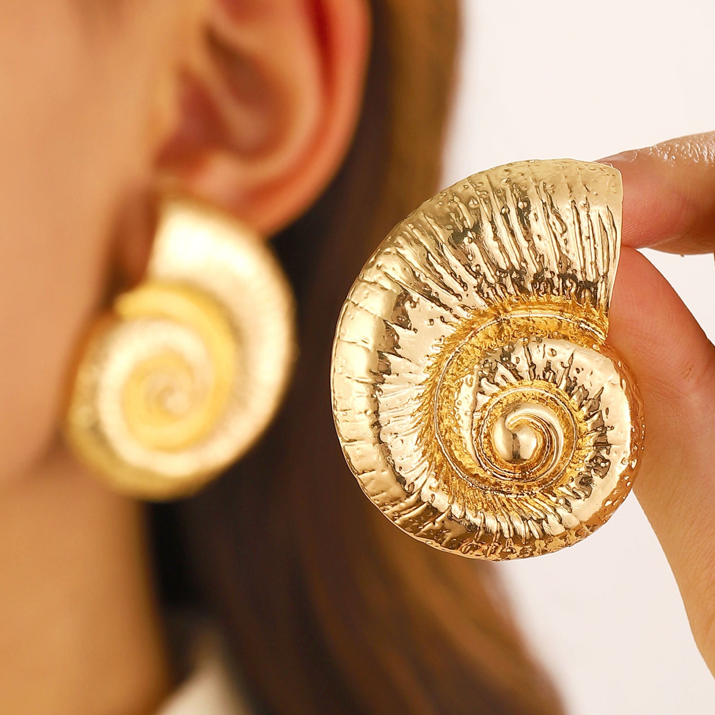 European and American Exaggerated Beach Wind Conch Stud Earrings Female Retro Marine Animal Earrings Hot Jewelry