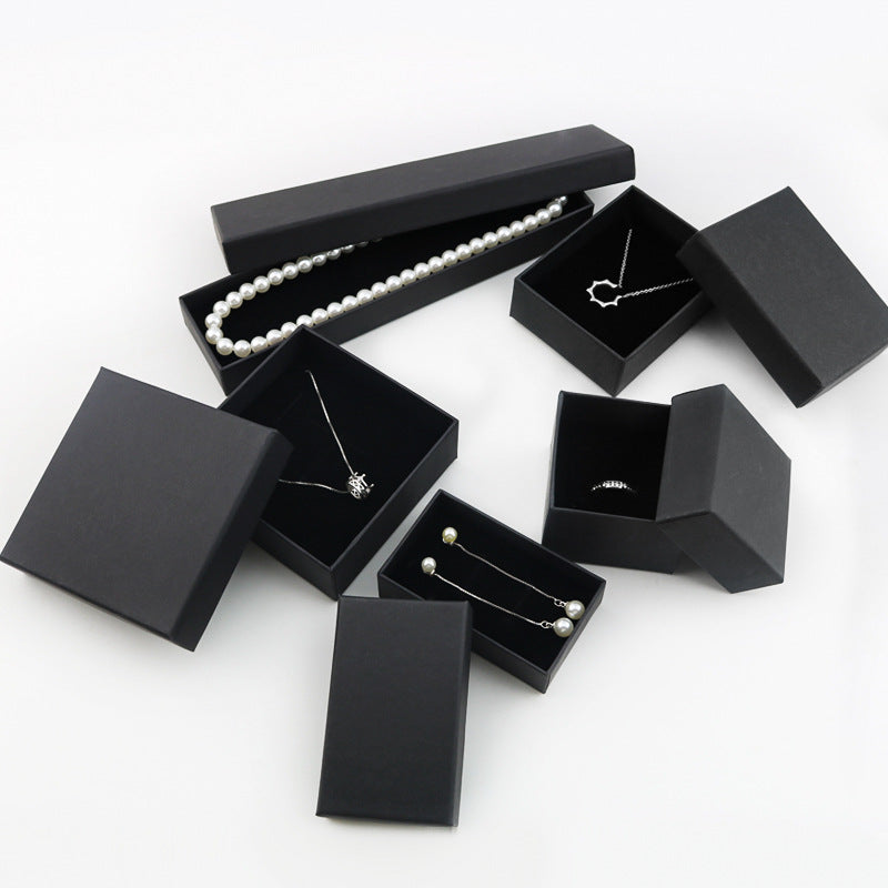 Spot High-grade Black Kraft Paper Jewelry Box, Bracelet Necklace Ring Earrings Jewelry Packaging Box