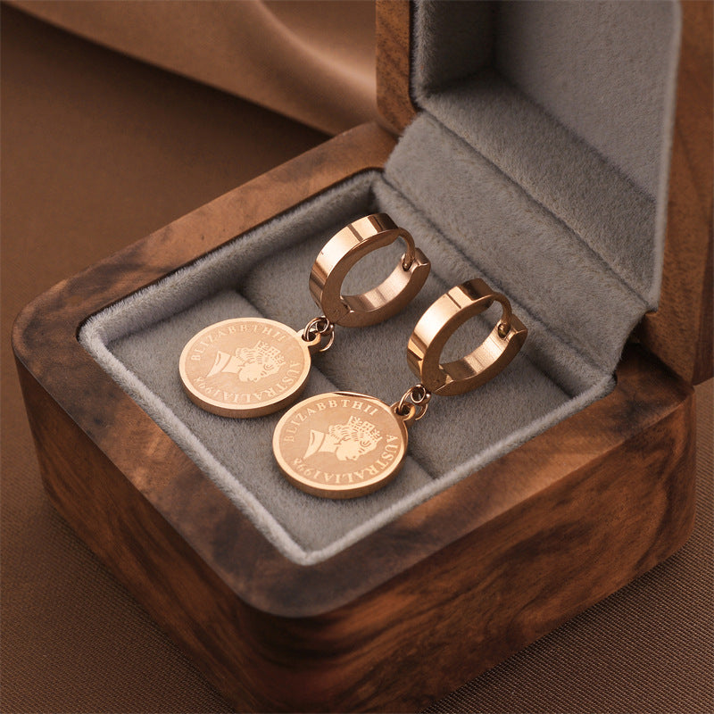 Fashion Titanium Steel Does Not Fade Short Ear Buckle Simple Geometric Rose Gold Earrings Stud Earrings