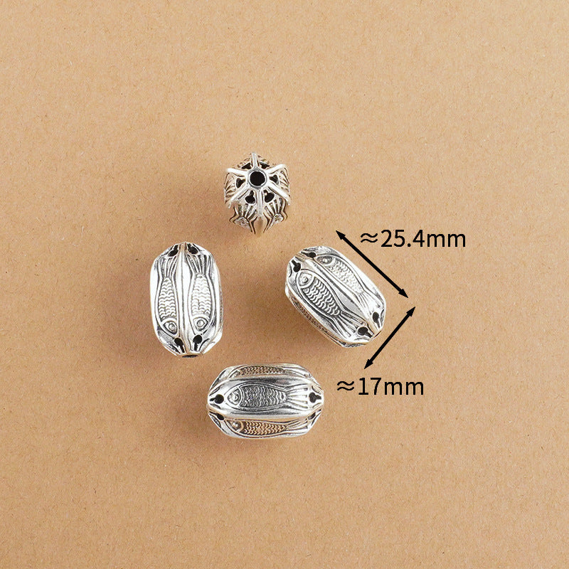 Silver Jewelry Bead Partition Accessories DIY Bracelet Handmade Beading Accessories Running Ring Accessories Thai Silver Chiang Mai Silver Large Bead Partition