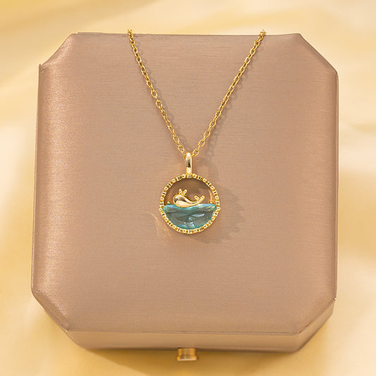 Copper Pendant Titanium Steel Necklace for Women Slightly Inlaid Zircon Pendant Girl Necklace