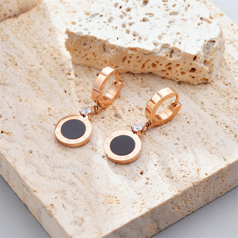 Fashion Titanium Steel Does Not Fade Short Ear Buckle Simple Geometric Rose Gold Earrings Stud Earrings