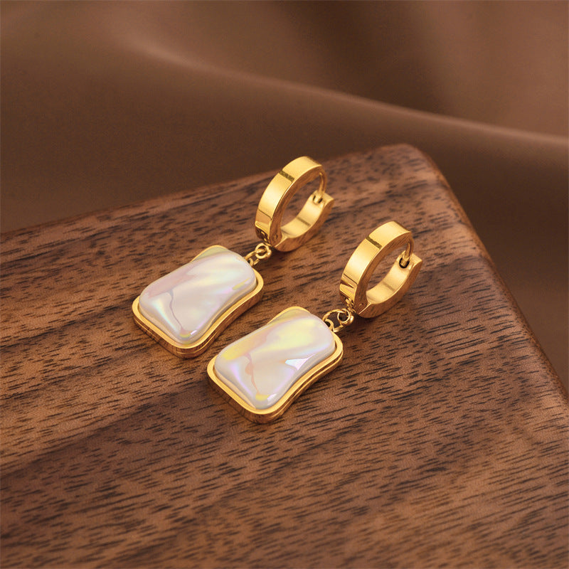 Fashion Titanium Steel Does Not Fade Short Ear Buckle Simple Geometric Rose Gold Earrings Stud Earrings