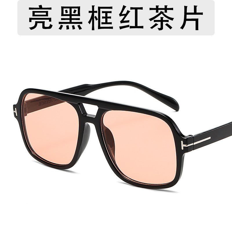 Wholesale Large Frame Glasses Overseas Fashion Texture Matching Sunglasses Spring New Double Beam Sunglasses
