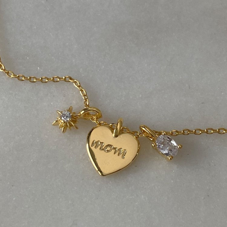Mother's Day Necklace Ins Wind Letter Mom Zircon Mama Necklace Love Pendant Color Retention