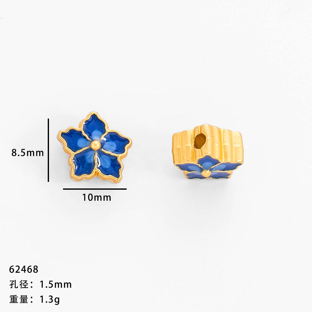 DIY Handmade Bracelet Beaded Accessories Sand Gold Alloy Accessories Dumb Gold Double-sided Flower Large Hole Beads Bracelet Beads