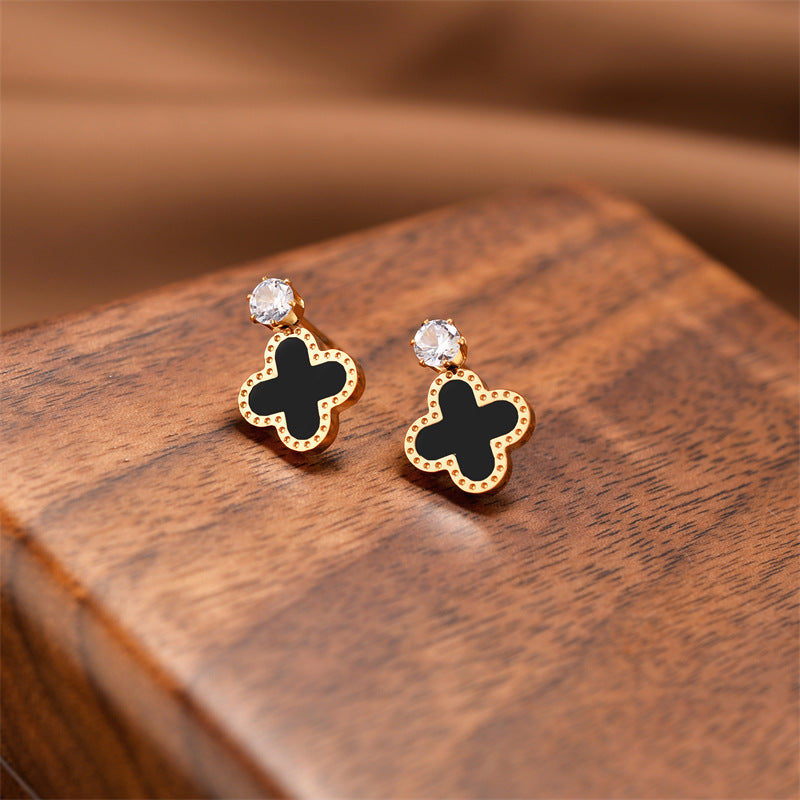 Fashion Titanium Steel Does Not Fade Short Ear Buckle Simple Geometric Rose Gold Earrings Stud Earrings