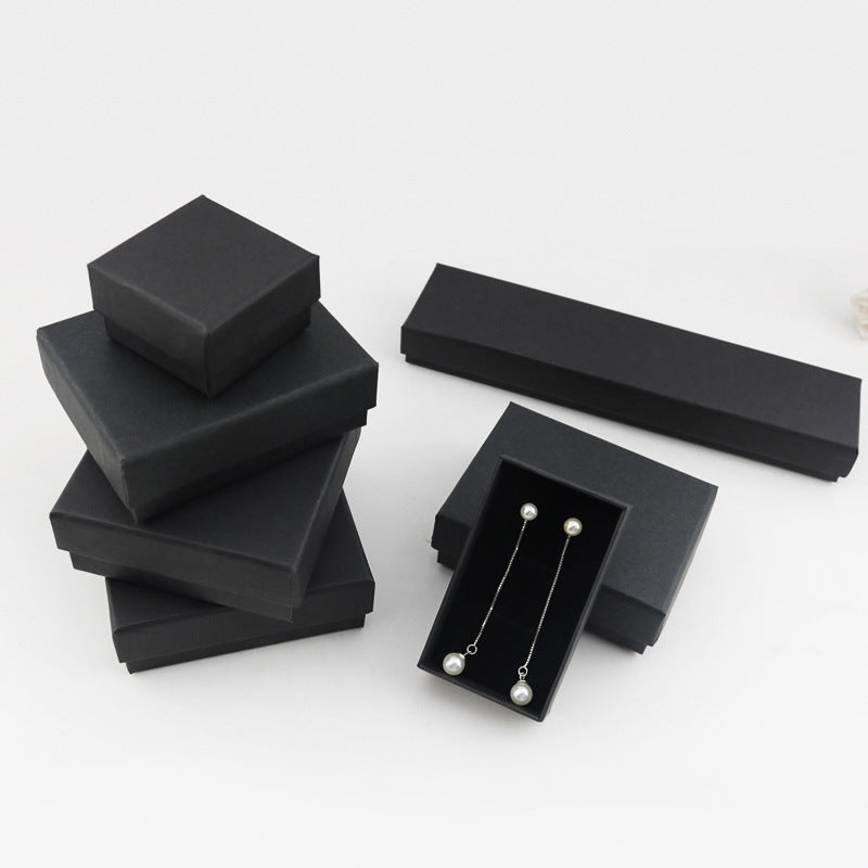 Spot High-grade Black Kraft Paper Jewelry Box, Bracelet Necklace Ring Earrings Jewelry Packaging Box